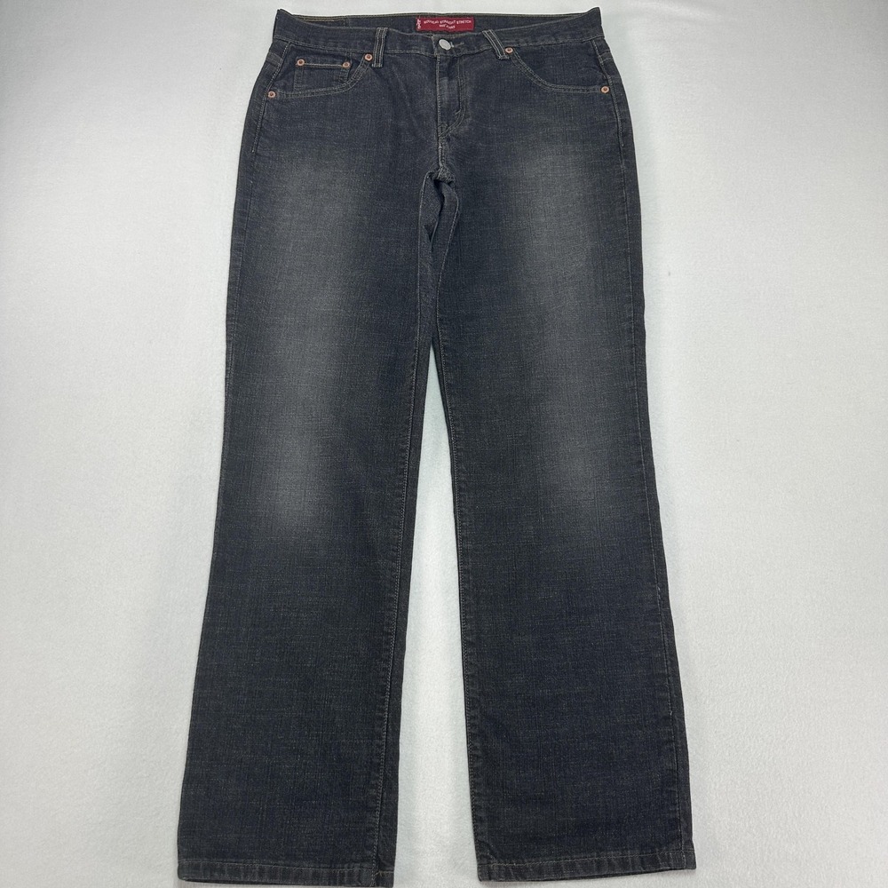Vintage Levis 505 Jeans Womens 10 Gray Low Rise Straight Stretch Denim Dark Y2K